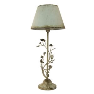 Laualamp Ø 33x79 cm valge raud lehemustriga ümmargune lauavalgusti