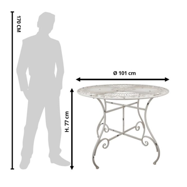 Bistroolaud Ø 101x77 cm valge raud - Image 3