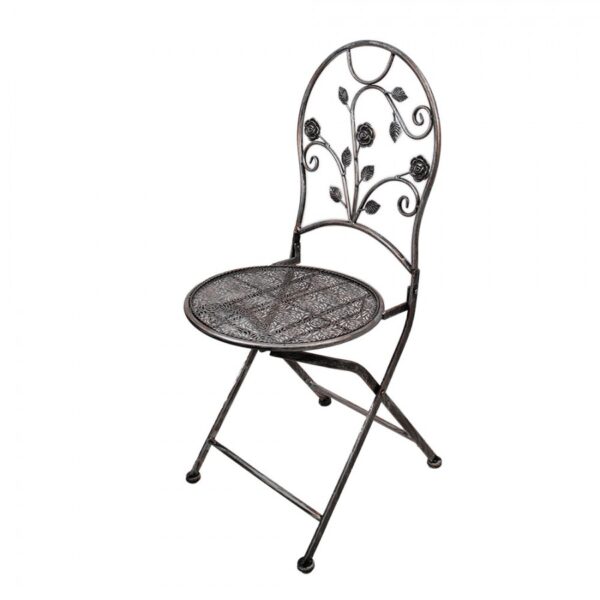 Aia komplekt, aialaud ja kaks aiatooli, Ø 60x70 cm pruun metall - Image 3