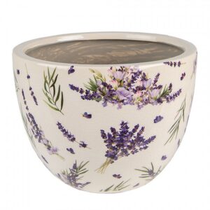 Lillepott Ø 15x14 cm roosa-beež keraamika lillemustriga