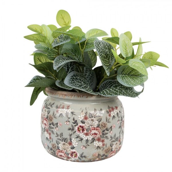 Lillepott Ø 20x15 cm beež-roosa keraamika lillemustriga - Image 2
