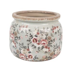 Lillepott Ø 20x15 cm hall keraamika lilledega