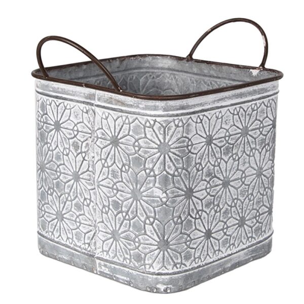 Taimehoidja 20x20x24 cm hall-pruun metall lillemustriga - Image 4